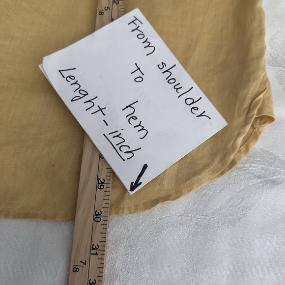 J JILL Size-2X Women Shirt 100% Linen Yellow Button Front Casual Resort Lagen - Picture 4 of 11